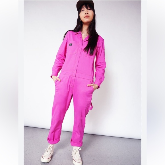 Wildfang Pants - Wildfang THE ESSENTIAL LONG SLEEVE COVERALL Bright Pink Purple size XS workwear